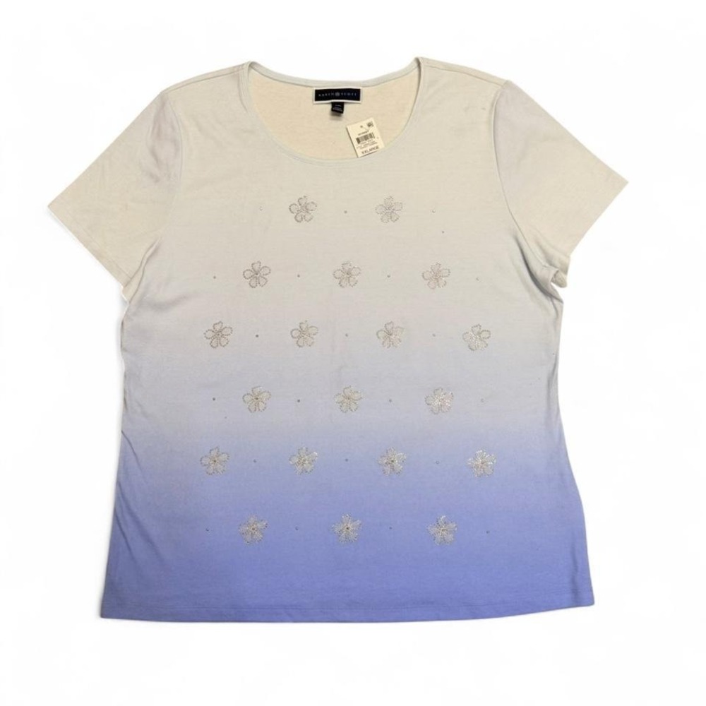 Karen Scott rhinestone floralT-shirt - Picture 2 of 6